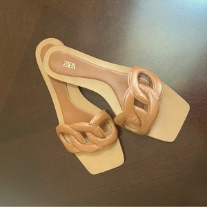 Zara flat padded leather sandals